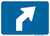 "Advance Turn Arrow Oblique Right Auxiliary Plaque, MUTCD Sign" (Part#: SKM5-2PR), 21x15, 30x21,  Blue / White (Interstate Routes)