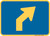 "Advance Turn Arrow Oblique Right Auxiliary Plaque, MUTCD Sign" (Part#: SKM5-2PR), 21x15, 30x21, Blue / Yellow (County Routes)