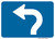 "Advance Turn Arrow Circular Intersection Auxiliary Plaque, MUTCD Sign" (Part#: SKM5-3P), 21x15, 30x21,  Blue / White (Interstate Routes)