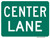 "Lane Designation Center Lane Auxiliary Plaque, MUTCD Sign" (Part#: SKM5-5P), 24x18, 36x24, Green / White (Bicycle / Guide)