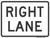 "Lane Designation Right Lane Auxiliary Plaque, MUTCD Sign" (Part#: SKM5-6P), 24x18, 36x24, White / Black (U.S. & State Routes)