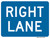 "Lane Designation Right Lane Auxiliary Plaque, MUTCD Sign" (Part#: SKM5-6P), 24x18, 36x24,  Blue / White (Interstate Routes)