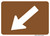 "Directional Arrow Oblique Downward Left Auxiliary Plaque, MUTCD Sign" (Part#: SKM06-02aPL), 21x15, 30x21,  Brown / White (Forest / Parks)