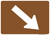 "Directional Arrow Oblique Downward Right Auxiliary Plaque, MUTCD Sign" (Part#: SKM6-2aPR), 21x15, 30x21,  Brown / White (Forest / Parks)