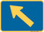 "Directional Arrow Oblique Left Auxiliary Plaque, MUTCD Sign" (Part#: SKM6-2PL), 21x15, 30x21, Blue / Yellow (County Routes)
