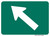 "Directional Arrow Oblique Left Auxiliary Plaque, MUTCD Sign" (Part#: SKM6-2PL), 12x9, 21x15, 30x21, Green / White (Bicycle / Guide)