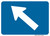 "Directional Arrow Oblique Left Auxiliary Plaque, MUTCD Sign" (Part#: SKM6-2PL), 21x15, 30x21,  Blue / White (Interstate Routes)