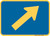 "Directional Arrow Oblique Right Auxiliary Plaque, MUTCD Sign" (Part#: SKM6-2PR), 21x15, 30x21, Blue / Yellow (County Routes)