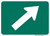 "Directional Arrow Oblique Right Auxiliary Plaque, MUTCD Sign" (Part#: SKM6-2PR), 12x9, 21x15, 30x21, Green / White (Bicycle / Guide)