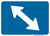 "Directional Arrow Oblique Two-Way Auxiliary Plaque, MUTCD Sign" (Part#: SKM6-5P), 21x15, 30x21,  Blue / White (Interstate Routes)