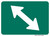 "Directional Arrow Oblique Two-Way Auxiliary Plaque, MUTCD Sign" (Part#: SKM6-5P), 12x9, 21x15, 30x21, Green / White (Bicycle / Guide)