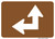 "Directional Arrow Through and Turn Left Auxiliary Plaque, MUTCD Sign" (Part#: SKM6-6PL), 21x15, 30x21,  Brown / White (Forest / Parks)