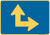 "Directional Arrow Through and Turn Right Auxiliary Plaque, MUTCD Sign" (Part#: SKM6-6PR), 21x15, 30x21, Blue / Yellow (County Routes)