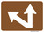"Directional Arrow Through and Oblique Left Auxiliary Plaque, MUTCD Sign" (Part#: SKM6-7PL), 21x15, 30x21,  Brown / White (Forest / Parks)