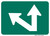 "Directional Arrow Through and Oblique Left Auxiliary Plaque, MUTCD Sign" (Part#: SKM6-7PL), 12x9, 21x15, 30x21, Green / White (Bicycle / Guide)