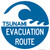"Tsunami Evacuation Route Sign, MUTCD Sign" (Part#: SKEM1-2), 18x18, 24x24