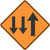 "Two-Way Traffic: 2 Lanes Down, 1 Lane Up Sign (TTC), MUTCD Sign" (Part#: SKW6-5-TTC)