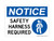 Safety Harness Required (With Harness Symbol), OSHA Notice Sign (Part#: NOT1215)