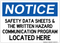 Safety Data Sheets & The Written Hazard Communication Program Located Here, Notice Sign