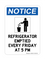 Refrigerator Emptied Every Friday At 5 PM (Trash Symbol) Version 2, Notice Sign