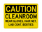 CLEANROOM Wear Gloves, Hair Net, Lab Coat, Booties, Caution Sign