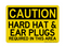 Hard Hat & Ear Plugs Required In This Area, Caution Sign