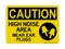 High Noise Area Wear Ear Plugs (PPE Symbol), Caution Sign