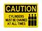 Cylinders Must Be Chained At All Times (Tank Symbol), Caution Sign