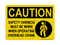 Safety Harness Must  Be Worn When Operating Overhead Crane (Harness Symbol), Caution Sign
