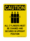 All Cylinders Must Be Chained And Secured In Upright Position (Chained Tanks Symbol), Caution Sign
