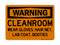 Cleanroom Wear Gloves, Hair Net, Lab Coat, Booties, Warning Sign