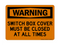 Switch Box Cover Must Be Closed At All Times, Warning Sign