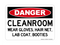 Cleanroom Wear Gloves, Hair Net, Lab Coat, Booties, Danger Sign
