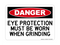 Eye Protection Must Be Worn When Grinding, Danger Sign