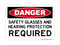 Safety Glasses And Hearing Protection REQUIRED, Danger Sign