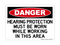Hearing Protection Must Be Worn While Working In This Area, Danger Sign