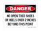 No Open Toed Shoes Or Heels Over 2 Inches Beyond This Point, Danger Sign