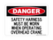 Safety Harness Must Be Worn When Operating Overhead Crane, Danger Sign