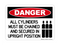 All Cylinders Must Be Chained And Secured In Upright Position (Tanks Symbol), Danger Sign