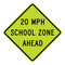 20 MPH School ZONE Ahead Sign, MUTCD Compliant Traffic Control Signs , Reflective signs,  12"  to 36" Part# - SCH1040