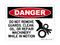 Do Not Remove Guards, Clean Oil, Or Repair Machinery While Motion (Crush Hand Symbol), Danger Sign