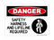 Safety Harness And Lifeline Required (Harness Symbol), Danger Sign