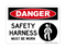 Safety Harness Must Be Worn (Harness Symbol), Danger Sign
