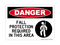 Fall Protection Required In This Area (Harness Symbol), Danger Sign