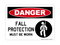 Fall Protection Must Be Worn (Harness Symbol), Danger Sign