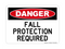 Fall Protection Required, Danger Sign