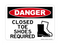 Closed Toe Shoes Required (PPE Symbol 3), Danger Sign