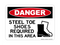 Steel Toe Shoes Required In This Area (PPE Symbol 2), Danger Sign