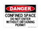 Confined Space Do Not Enter Without Obtaining Permit, Danger Sign