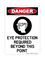 Eye Protection Required Beyond This Point (PPE Symbol), Danger Sign